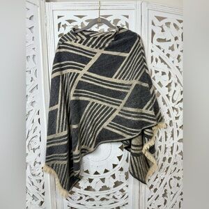 Striped Black and Cream Poncho